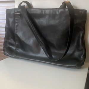 Perlina Classic Black Footed Messenger Work Tote